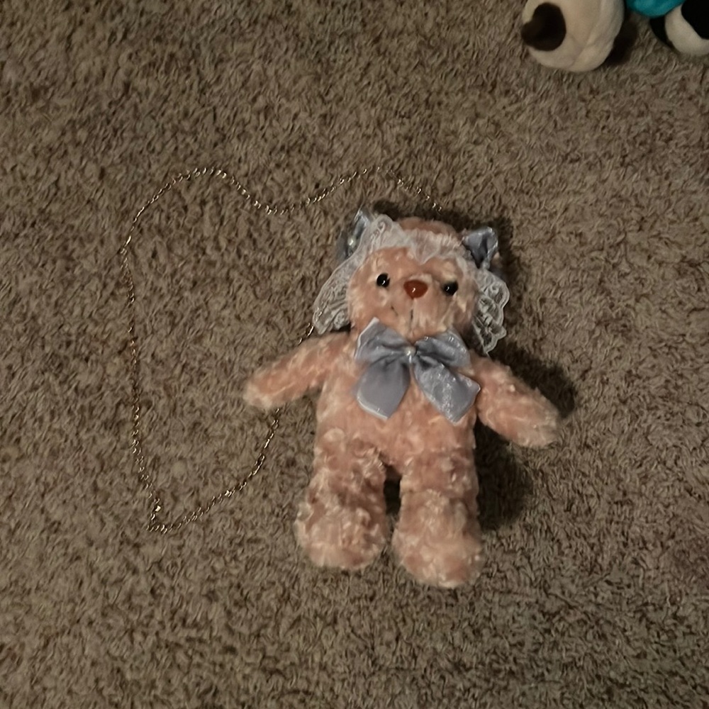 Tan Teddy Bear Purse With Small pocket